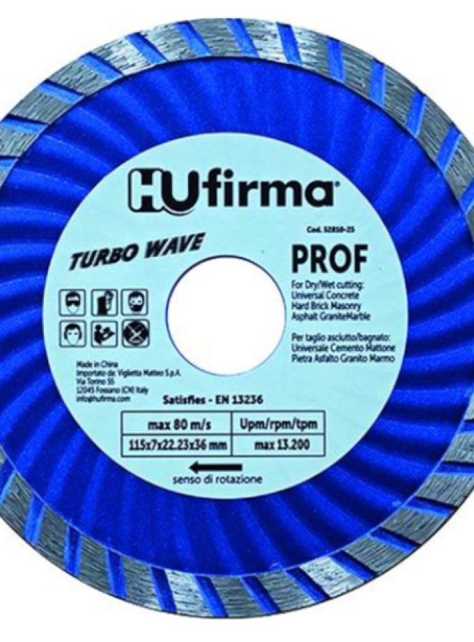 DISCHI DIAMANTATI TURBO HU-FIRMA PROF BLU D.115 MM