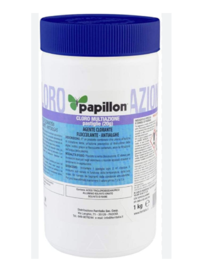 CLORO MULTIAZIONE PAPILLON PASTIGLIE DA 20 GR CONFEZIONE 1 KG