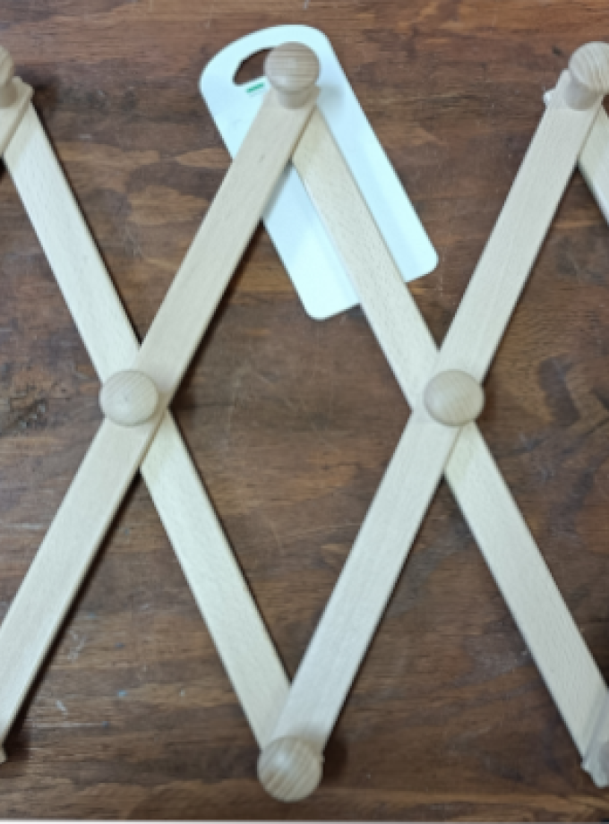 APPENDIABITI / ATTACCAPANNI ESTENSIBILE IN LEGNO NATURALE 10 POSTI