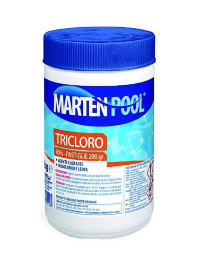 DISINFETTANTI CLORATI MARTEN POOL TRICLORO 90% DISCO 200GR 1 KG