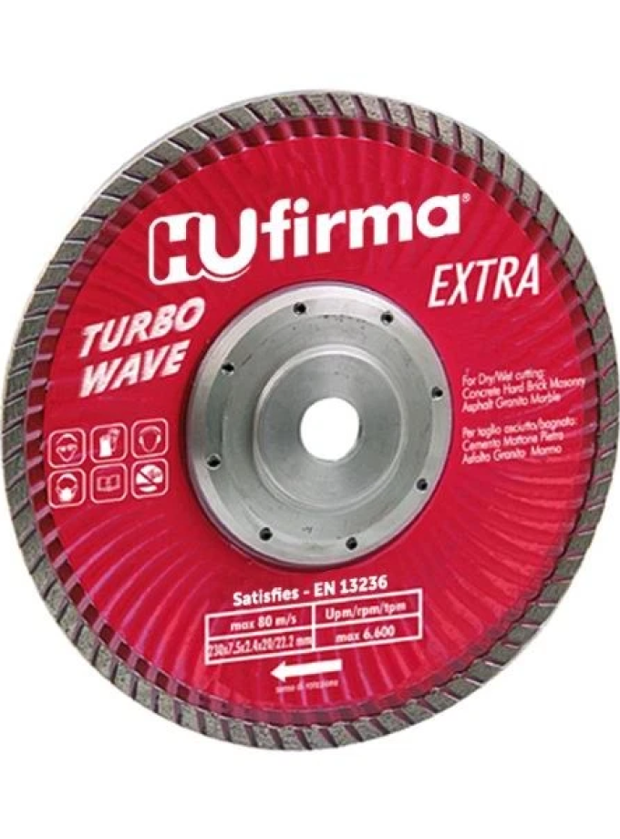 DISCHI DIAMANTATI TURBO WAVE HU-FIRMA RED S/FLANG D.230 MM