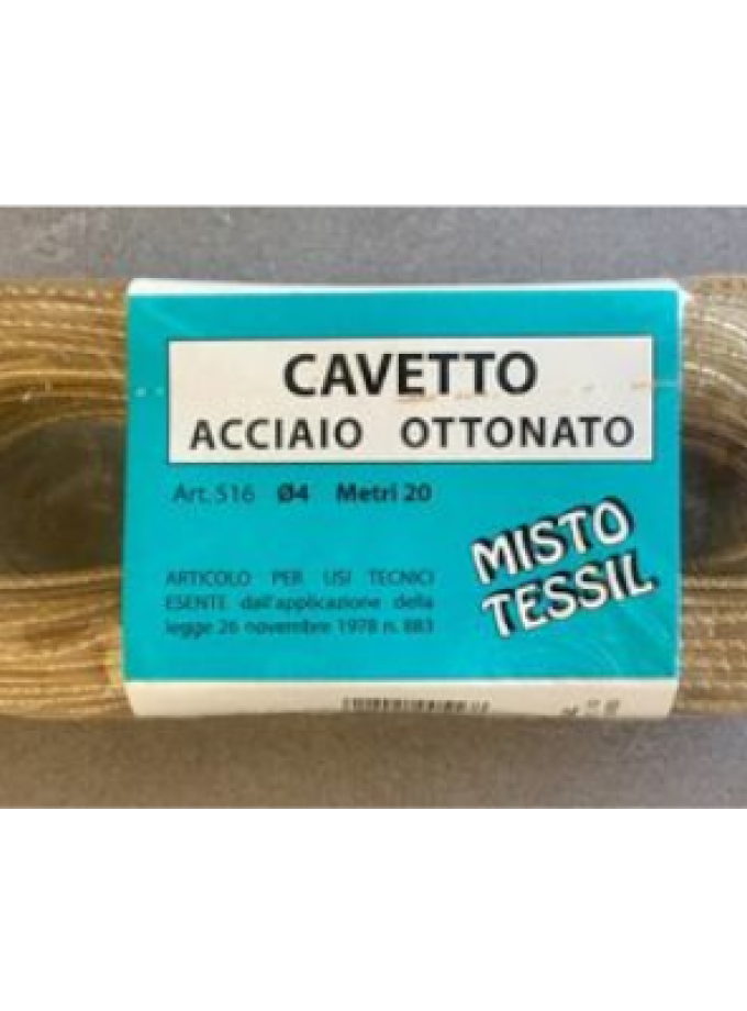 CAVETTO ACCIAIO OTTONATO PLASTIFICATO D.4 MT 20
