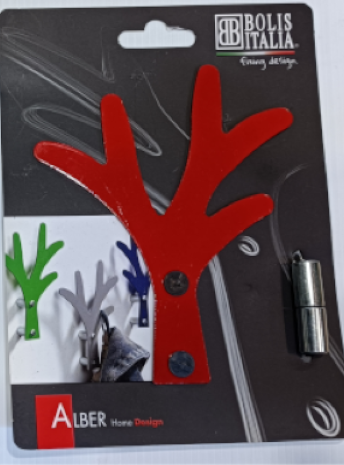 APPENDIABITI / ATTACCAPANNI ALBERO ACCIAIO VERNICIATO ROSSO