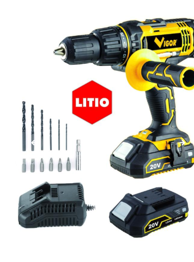 TRAPANO A BATTERIA CON PERCUSSIONE VIGOR VI-T20P/LI