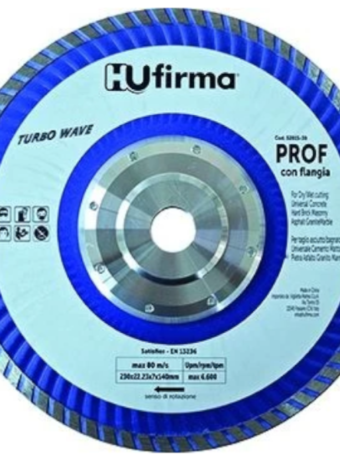 DISCHI DIAMANTATI TURBO-WAVE HU-FIRMA D. 230 MM PROF BLU