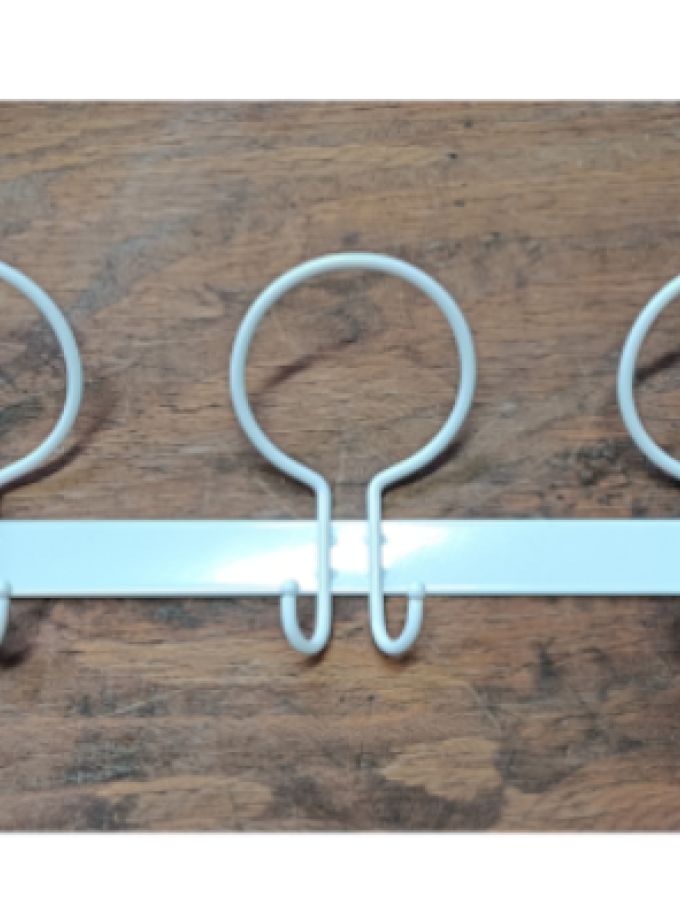 APPENDIABITI / ATTACCAPANNI IN ACCIAIO 3 POSTI BIANCO