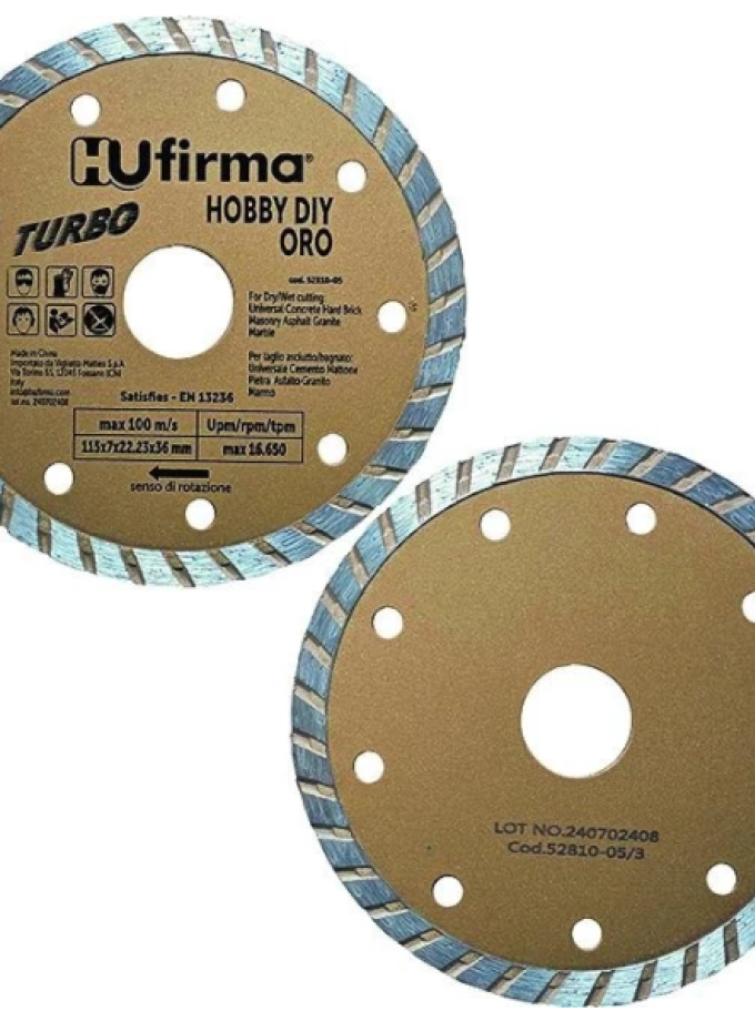 DISCHI DIAMANTATI TURBO HU-FIRMA HOBBY-D ORO D.115 MM
