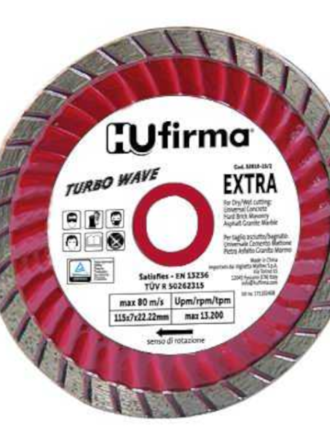 DISCHI DIAMANTATI TURBO-WAVE HU-FIRMA D. 230 MM EXTRA ROSSO