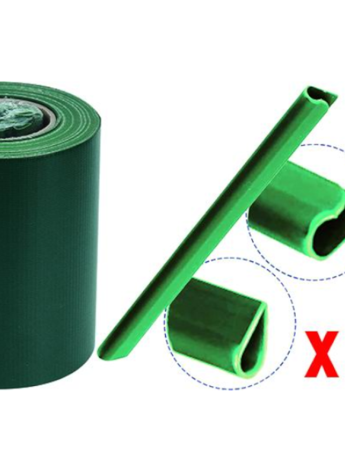 STRISCE OSCURANTI PVC VERDE RAL 6005 19 cm X 35 mt CON 20 GANCI