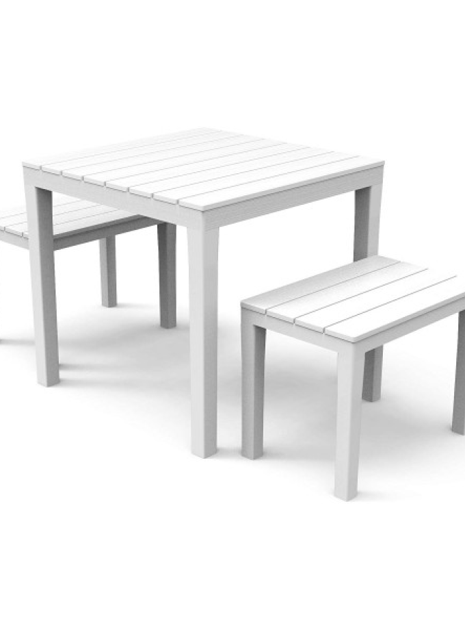 SET ARREDO GIARDINO PAPUA BIANCO 3 PEZZI